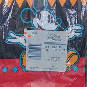 Vintage New Gibson Disney Walking Mickey Mouse Paper Table Cloth 54" x 96"